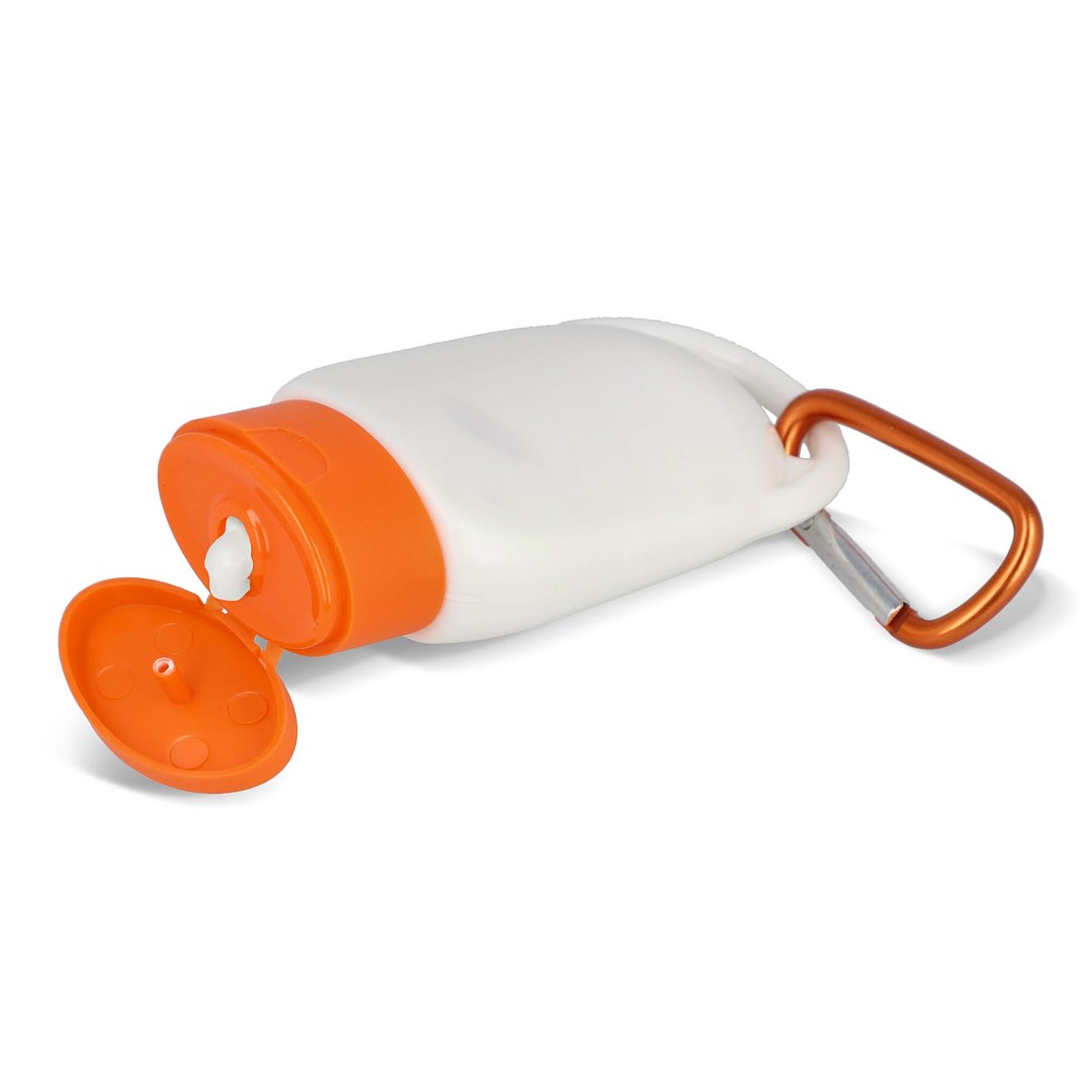 Sonnenschutzlotion mit Karabiner SPF30 aus recyceltem Material Hatrudi