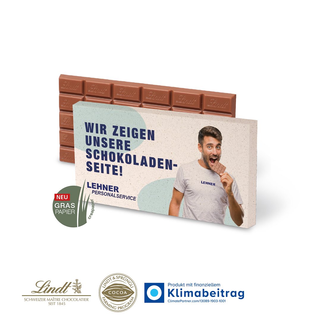 Premium Schokolade von Lindt, 100 g auf GRASPAPIER