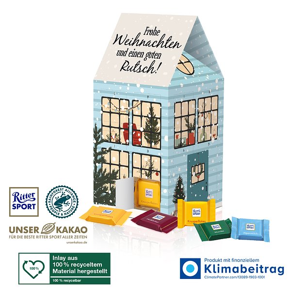 Adventskalender-Haus „XL“ mit Ritter SPORT Schokolade