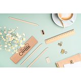 Schreibset bestehend aus Bleistift, Anspitzer, Radiergummi und Lineal Ruinata