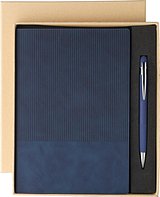 Recyceltes PU-Notizbuch (A5) und Kugelschreiber-Set Ramudolf