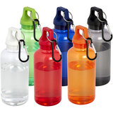 400 ml RCS-zertifizierte Trinkflasche aus recyceltem Kunststoff mit Karabiner - Emerik