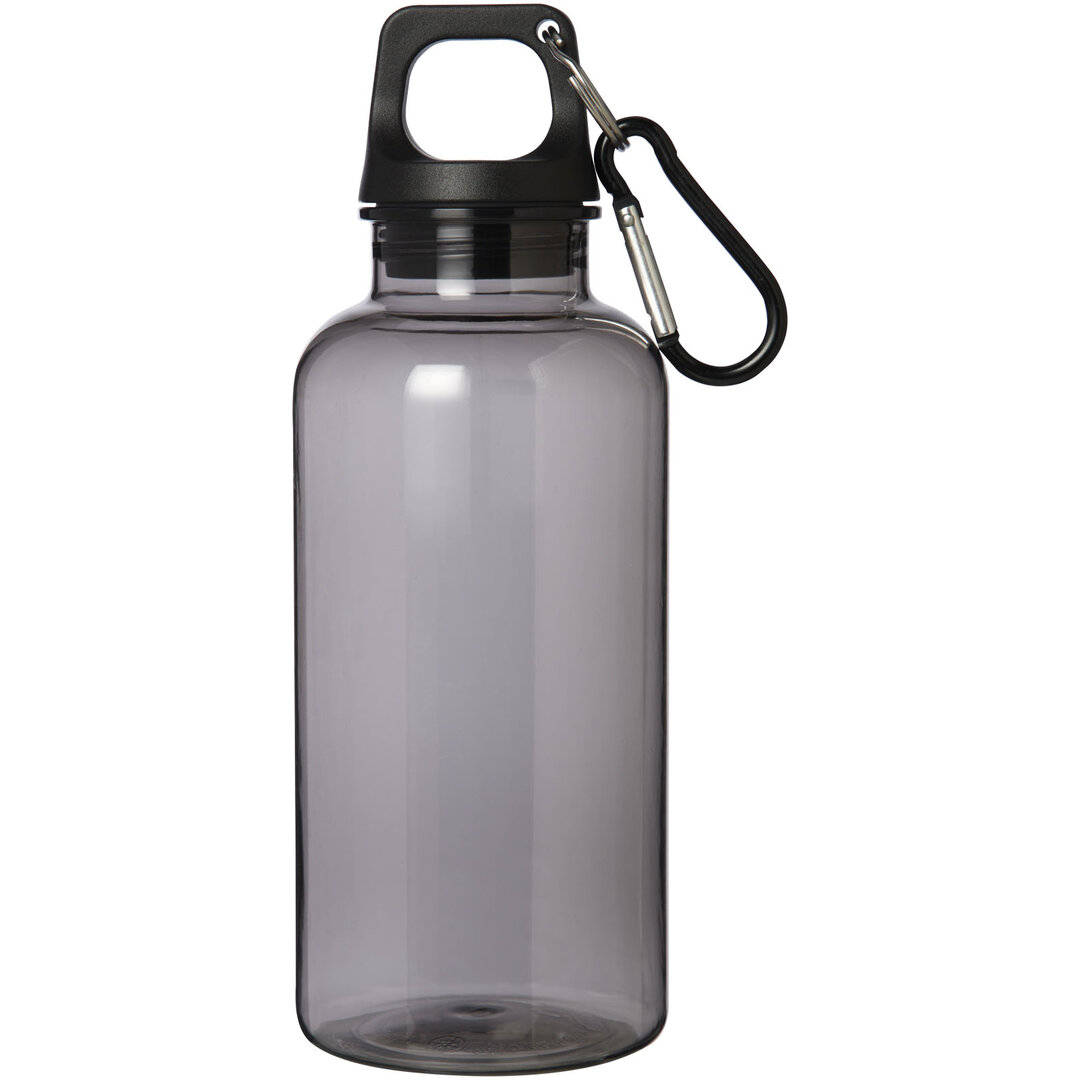 400 ml RCS-zertifizierte Trinkflasche aus recyceltem Kunststoff mit Karabiner - Emerik