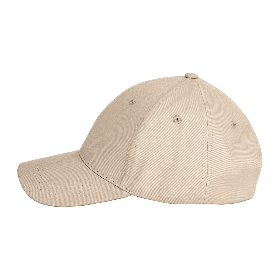 Kappe aus 100 % gebürsteter Baumwolle (260 g/m²) mit 6 Paneelen Raitlin