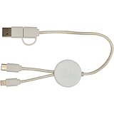 30 cm 5-in-1 Kabel aus recyceltem Kunststoff für Datenübertragung und 27W Schnellladung mit Bambusdetails - Bettt