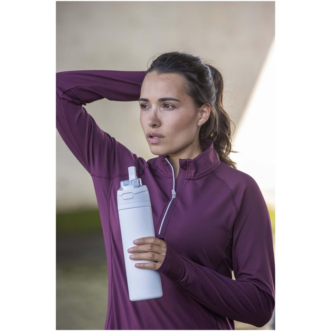 800 ml RCS Trinkflasche aus recyceltem, einwandigem Edelstahl mit Multifunktionsdeckel und Klappstrohhalm - Gillingin
