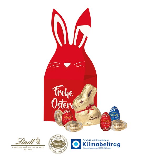 3D Präsent „Häschen“ mit Lindt Eier und Goldhase