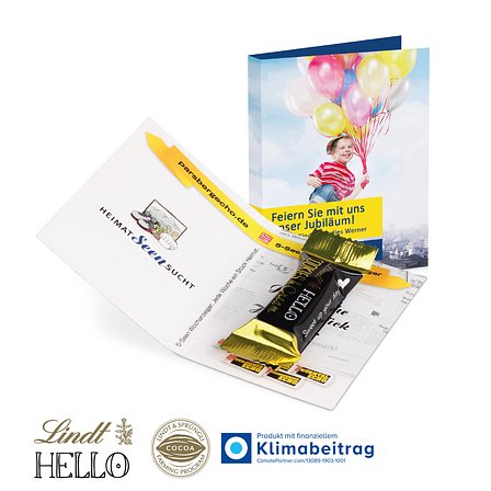 Werbe-Klappkarte mit süsser Füllung