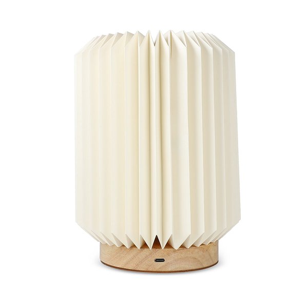 faltbare Papier LED-Lampe Aurora auf Holzsockel, 22cm Leycian