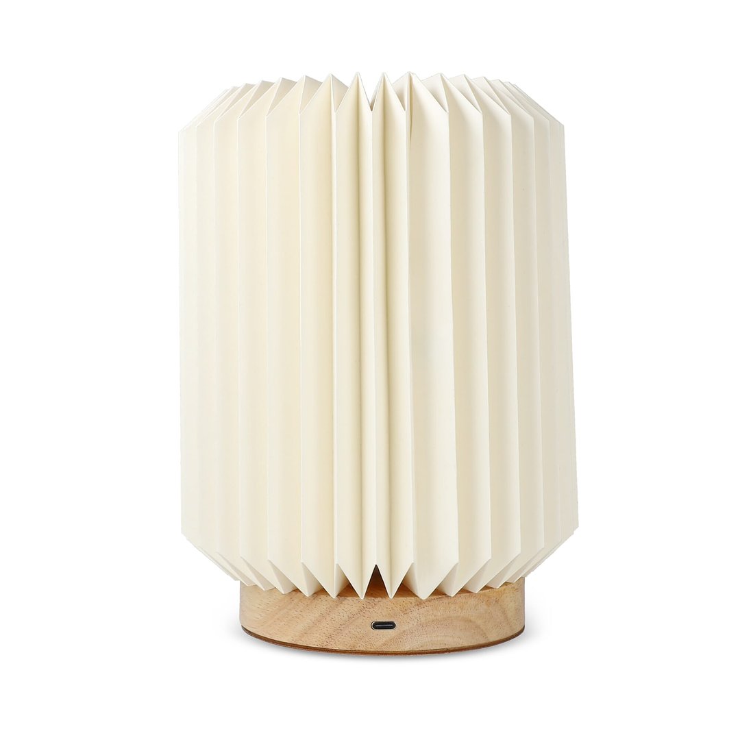 faltbare Papier LED-Lampe Aurora auf Holzsockel, 22cm Leycian