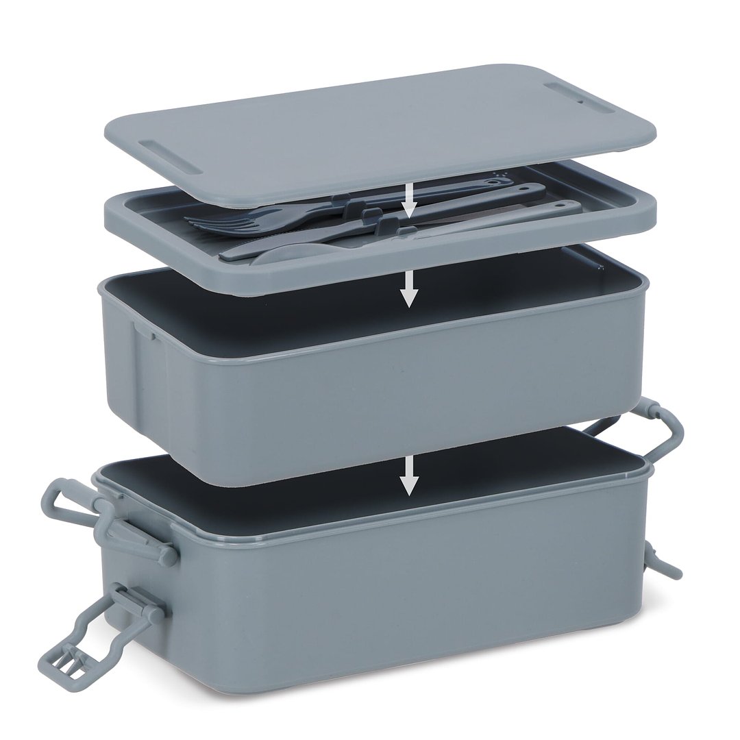 Doppelte Lunchbox mit Besteck Ylanin