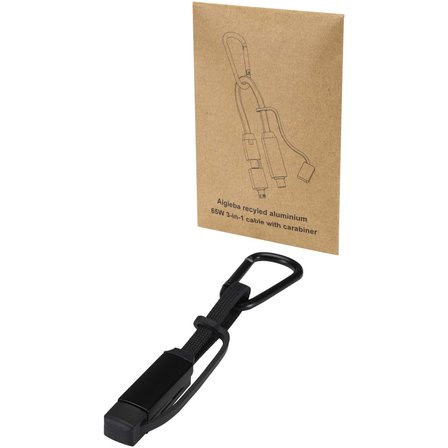 65 W 3-in-1-Ladekabel aus recyceltem Aluminium mit Karabinerhaken - Beatha