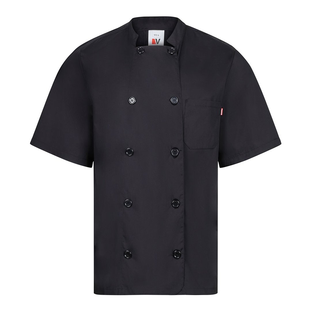 Kurzärmelige Kochjacke aus Popeline (110 g/m²) aus Baumwolle (35 %) und Polyester (65 %) Badale