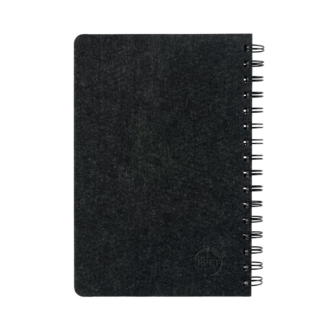 A5-Ringbuch mit flexiblem Einband aus recyceltem Filz (100% rPET) mit linierten Seiten Ittanin