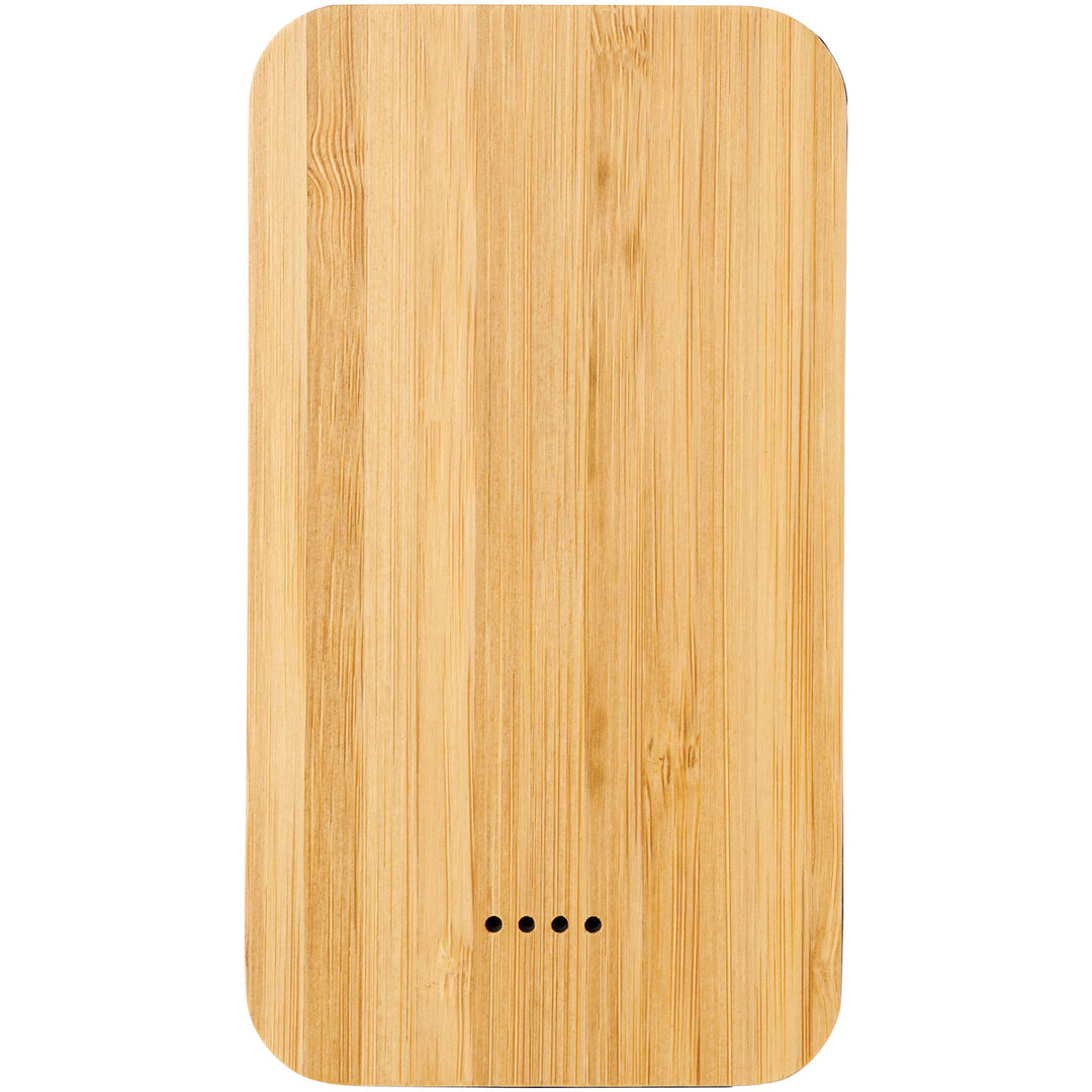 6.000 mAh kabellose Powerbank mit Ladefunktion aus Bambus/Stoff - Hillanie