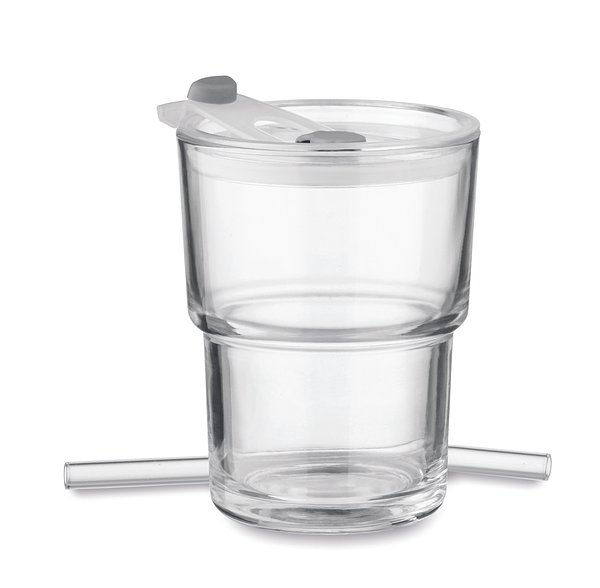 Glasbecher mit Trinkhalm 400ml Gritte