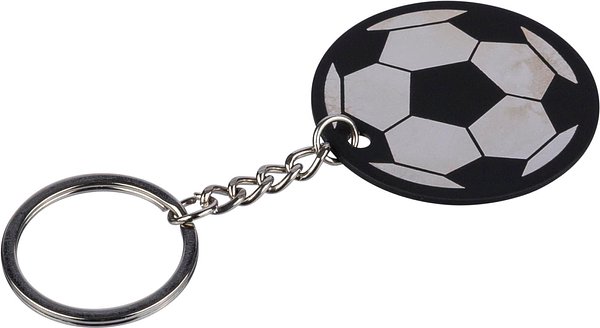 Schlüsselanhänger in Form eines Fussballs aus recyceltem Edelstahl von Corinetold