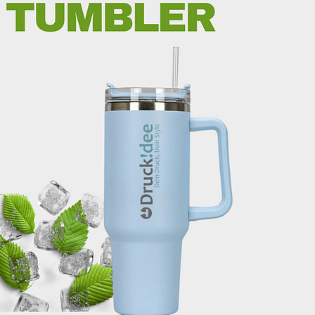 Tumbler 1.2 Liter Thermobecher aus Edelstahl mit Strohhalm und Henkel