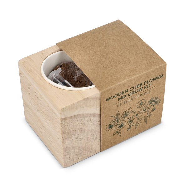 Holzpflanzgefäß-Set – Blumenmischung Giaming