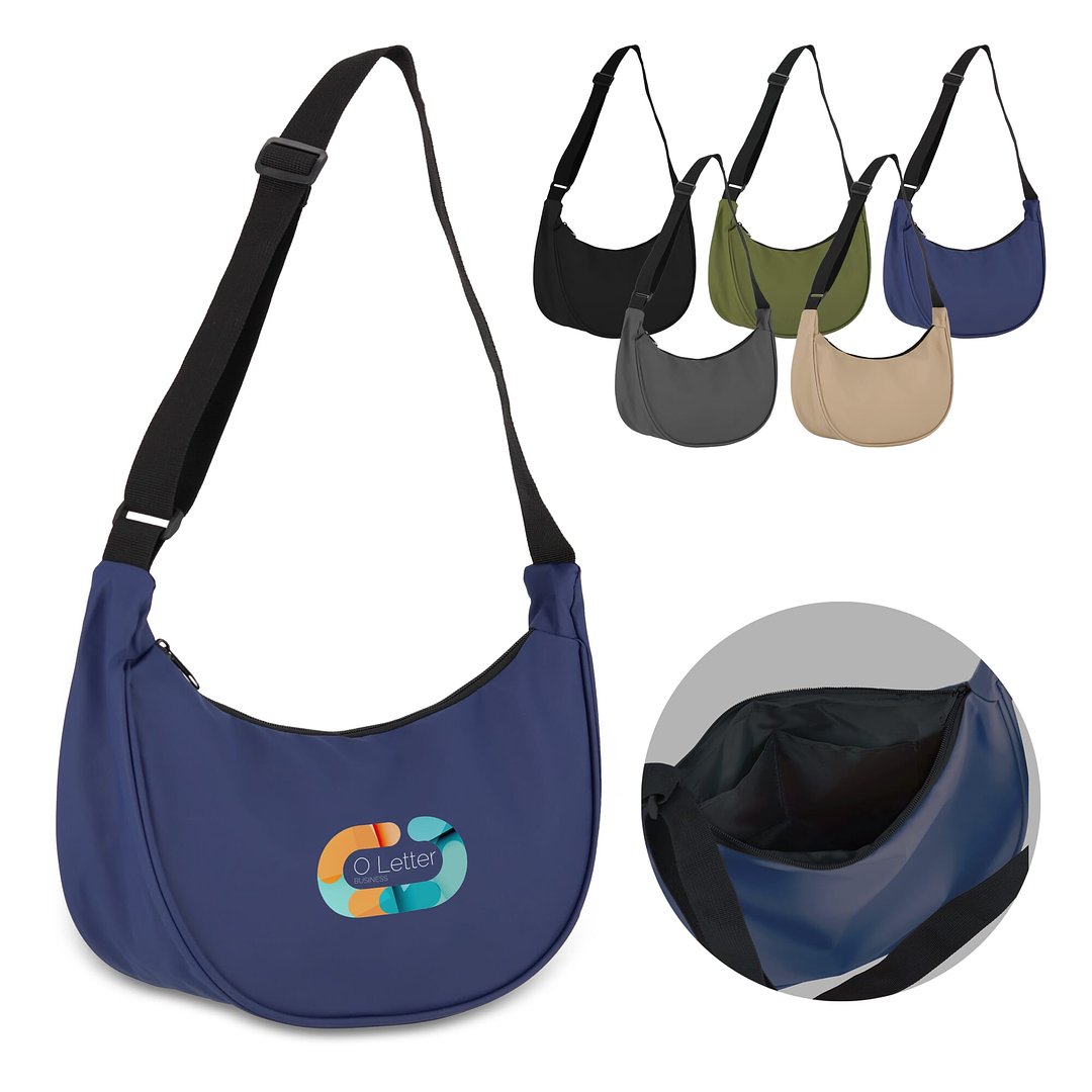 PU-beschichtete R-PET 600D Halbmond-Tragetasche Helia