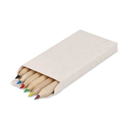 6 Buntstifte in einer Schachtel aus recyceltem Milchkarton Ferinas