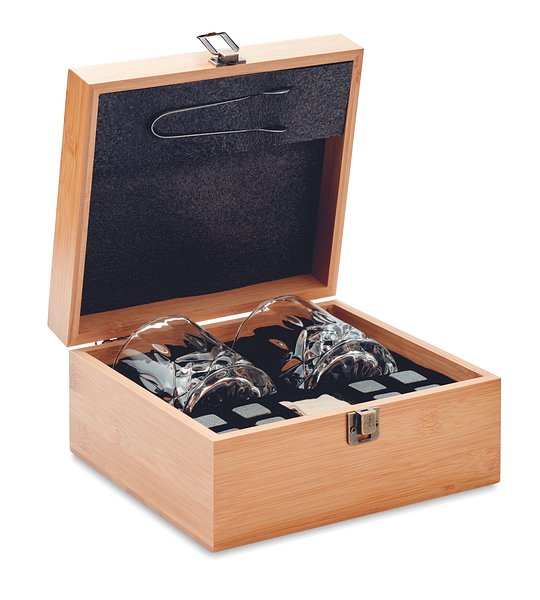 Whisky Set in Bambus Box Merena