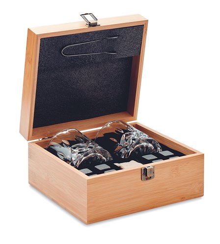 Whisky Set in Bambus Box Merena