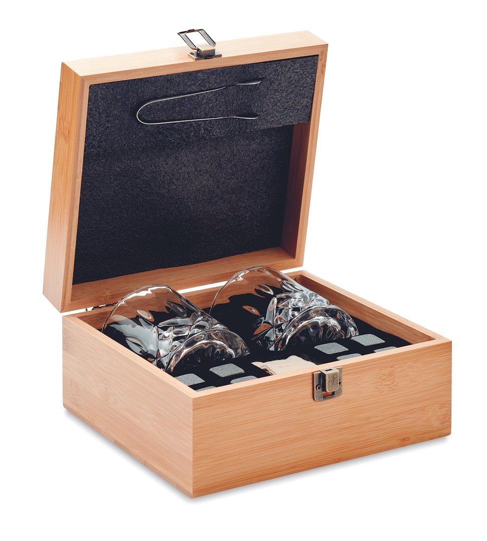 Whisky Set in Bambus Box Merena