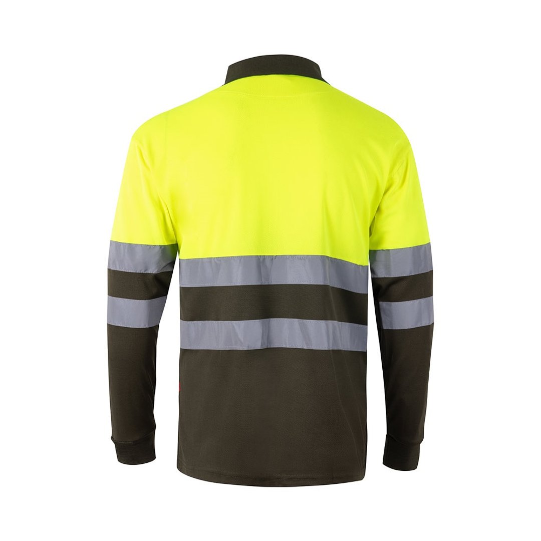 Zweifarbiges Poloshirt im Bird-Eye-Design (160g/m²) mit langen Ärmeln, aus Polyester (100%) Steivia