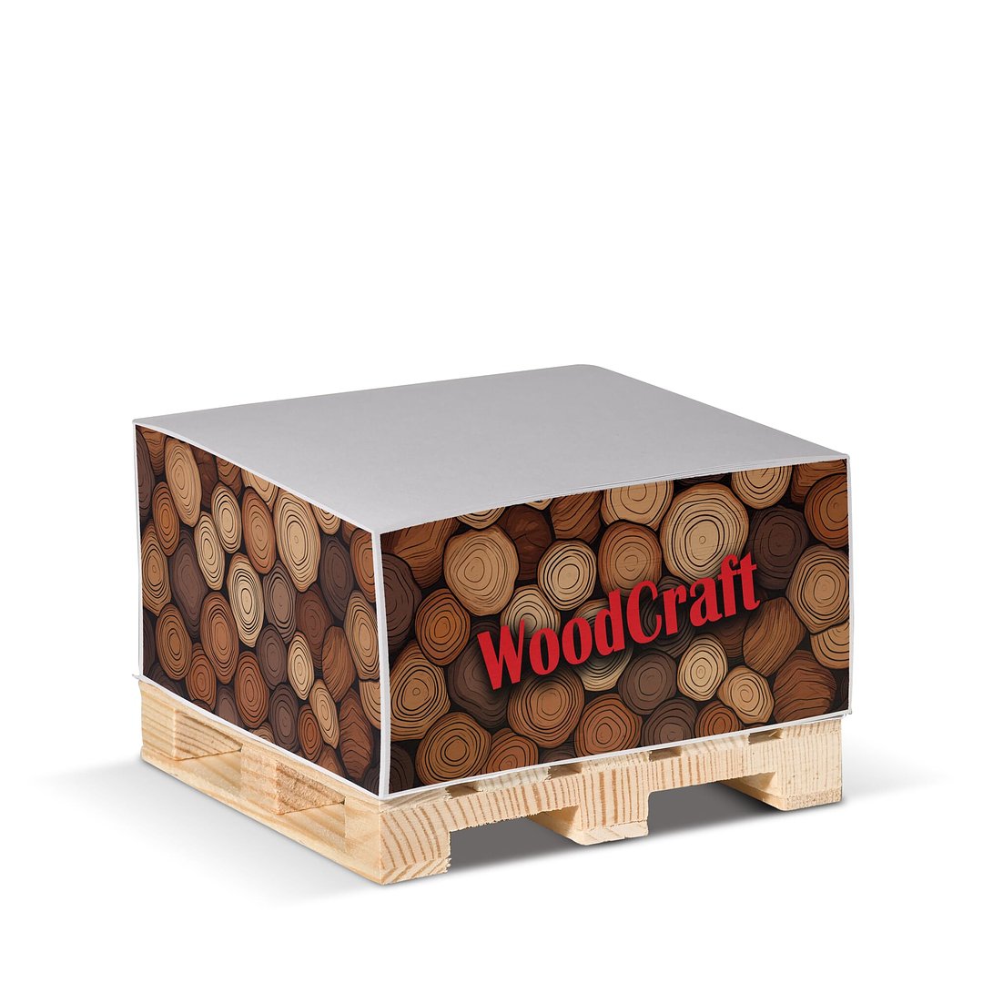 Zettelblock 10x10x5cm auf Holzpalette Linanna