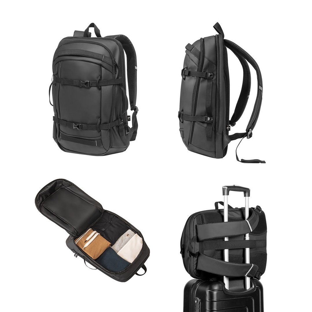 Laptop-Rucksack aus 900D recyceltem Polyester, hohe Dichte, mit wasserfesten Beschichtung und Futter aus 210D recyceltem Polyester Maramudy