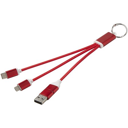 4-in-1 Ladekabel aus recyceltem Aluminium mit Schlüsselanhänger - Lolel