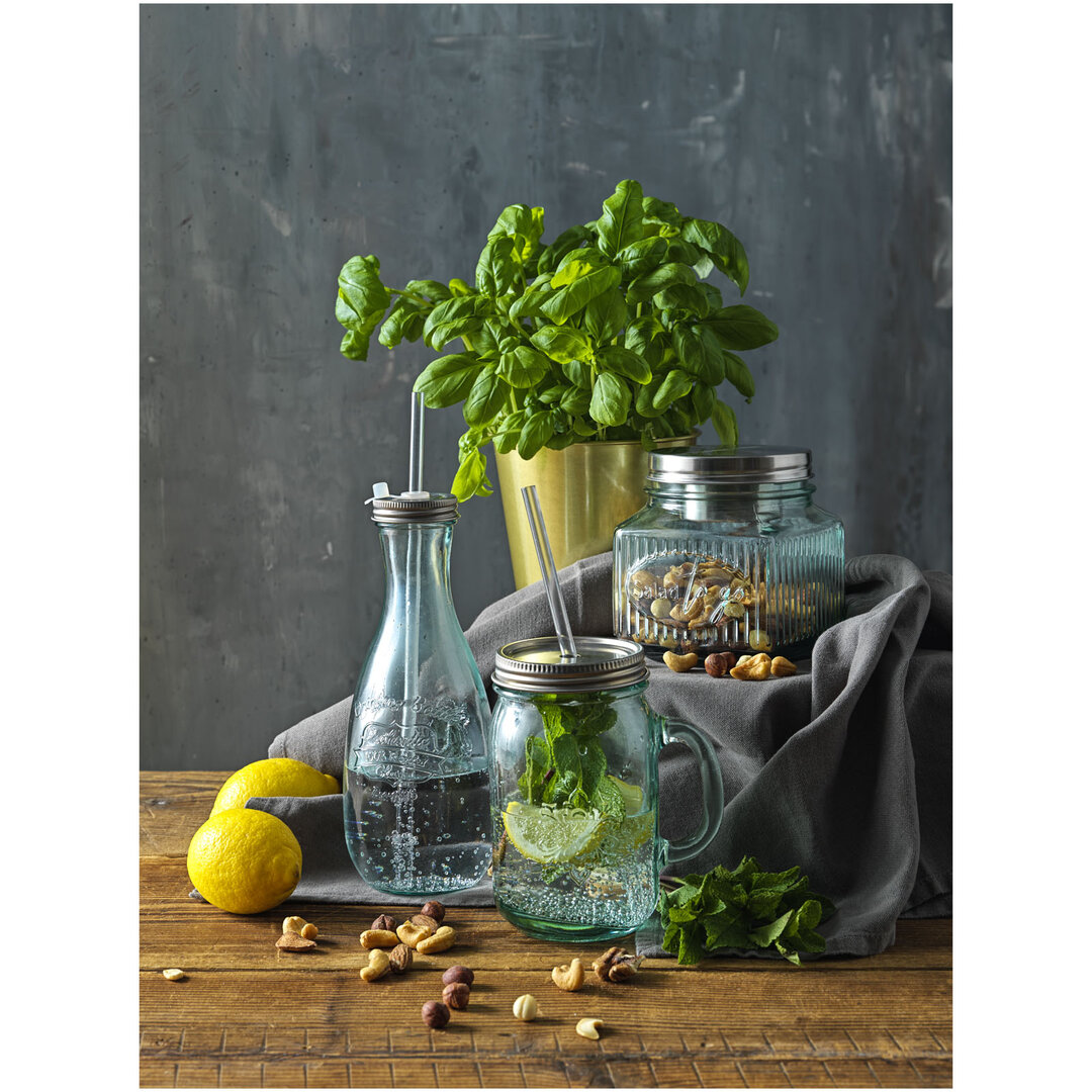 Becher mit Trinkhalm aus recyceltem Glas - Beatria