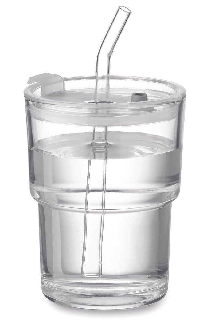Glasbecher mit Trinkhalm 400ml Gritte