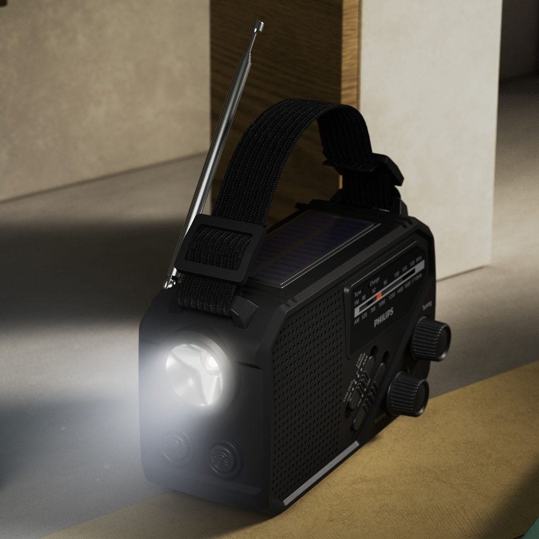 Philips TAR1609 Notfallradio mit analogem FM/AM-Tuner und Taschenlampe Elveri