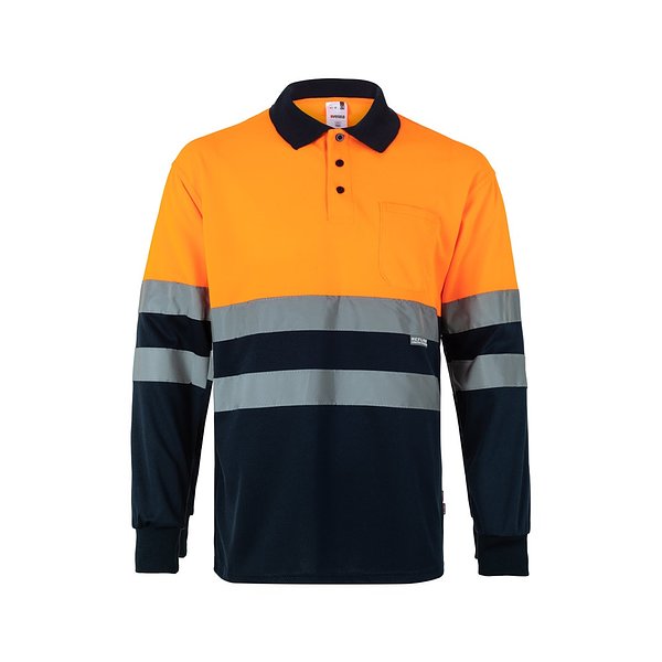 Zweifarbiges Poloshirt im Bird-Eye-Design (160g/m²) mit langen Ärmeln, aus Polyester (100%) Steivia