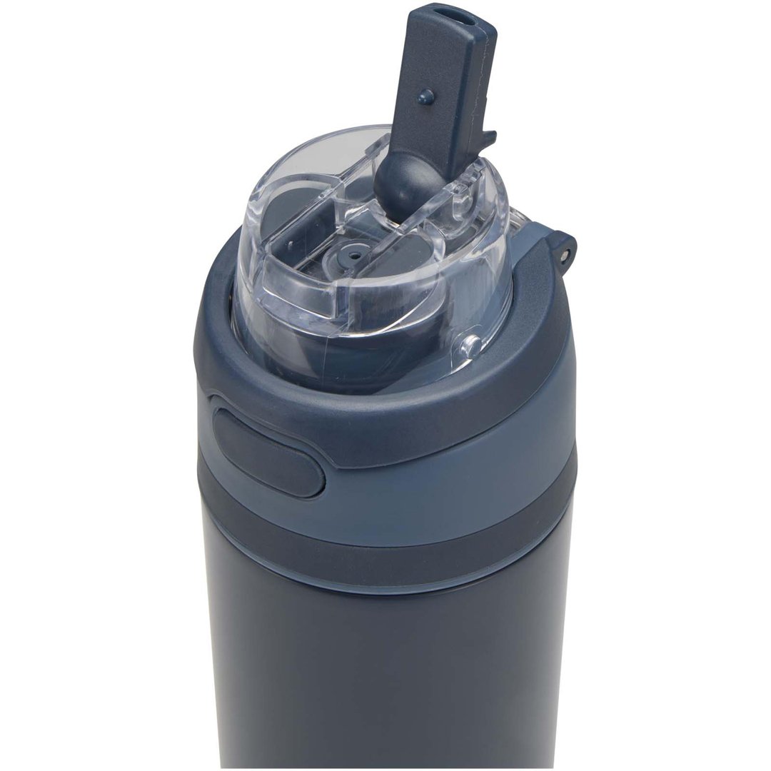 800 ml RCS Trinkflasche aus recyceltem, einwandigem Edelstahl mit Multifunktionsdeckel und Klappstrohhalm - Gillingin
