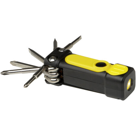 8-in-1 Schraubenzieher-Set aus recyceltem RCS Kunststoff mit Taschenlampe - Nelyco