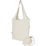 Blend 140 g/m², GRS-zertifizierte, faltbare Baumwoll Tragetasche, 7 l - Grin