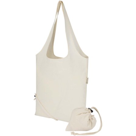 Blend 140 g/m², GRS-zertifizierte, faltbare Baumwoll Tragetasche, 7 l - Grin
