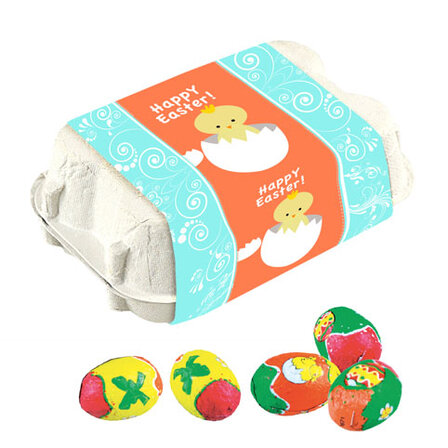 Schokoladen Ostereier 6 Stück mit Papierbanderole