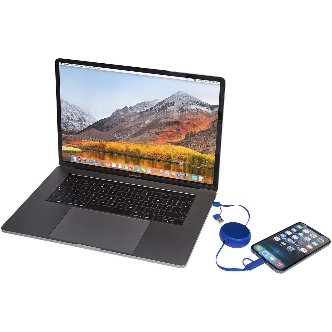 100 cm 5-in-1 Kabel aus recyceltem Kunststoff und Aluminium, einziehbar, für Datenübertragung und mit 45W Schnellladung - Merverdy