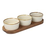 Holzständer mit 3 runden Keramikschalen Giamina