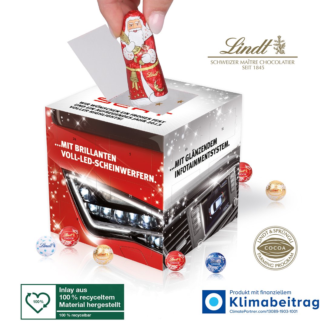 Adventskalender Lindt „Cube“ mit Weihnachtsmann