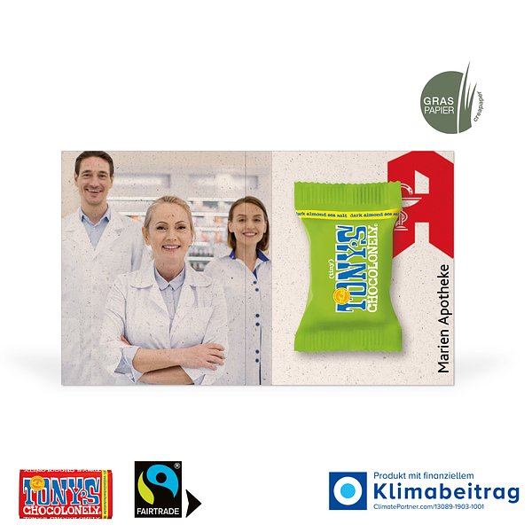 Werbe-Klappkarte mit süsser Füllung