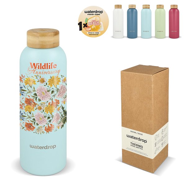 Edelstahlflasche mit Bambusdeckel 600 ml Oriköbi