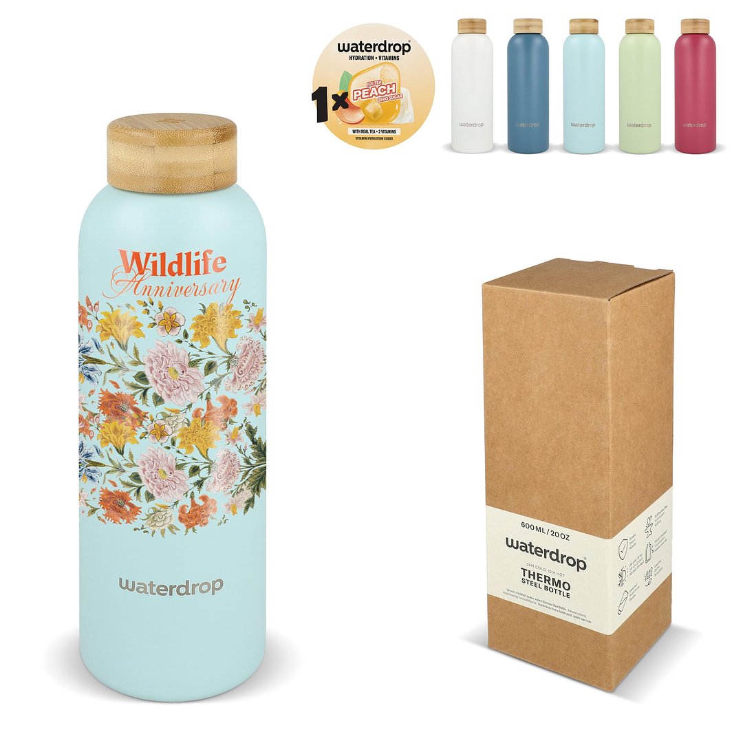 Edelstahlflasche mit Bambusdeckel 600 ml Oriköbi
