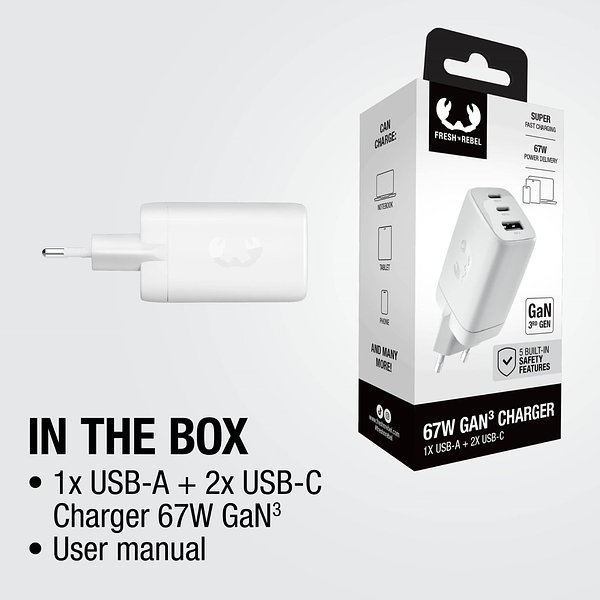 67W Laptop-Ladegerät GaN USB-C und USB-A Stineth