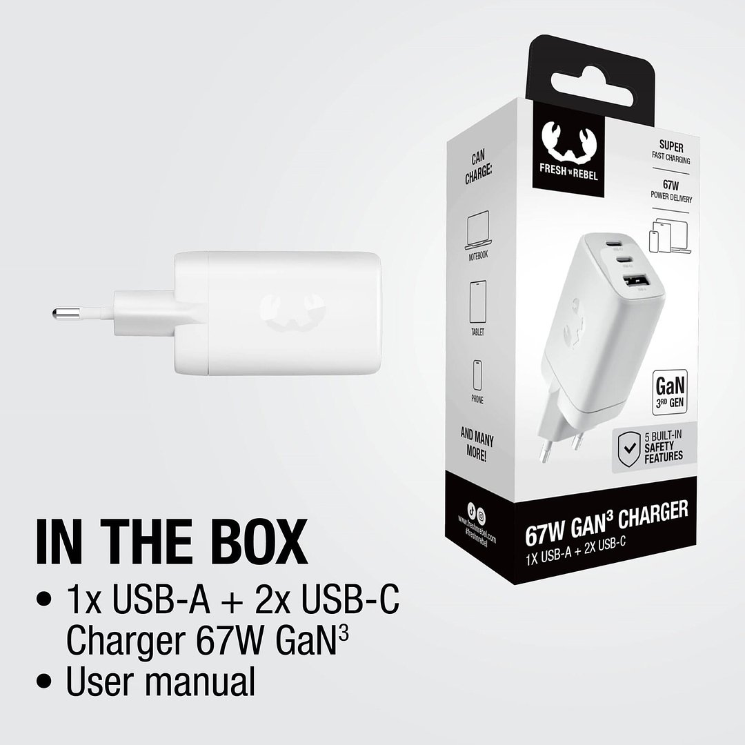 67W Laptop-Ladegerät GaN USB-C und USB-A Stineth