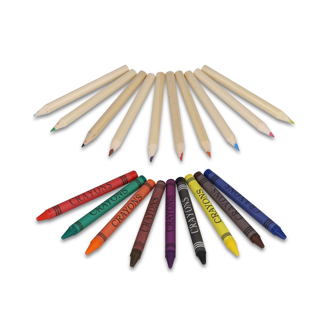 Malstifte und Buntstifte in Kraftbox Mensepas